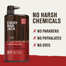 Every Man Jack 3-in-1 Body Wash Cedar Red Sage in shower setting