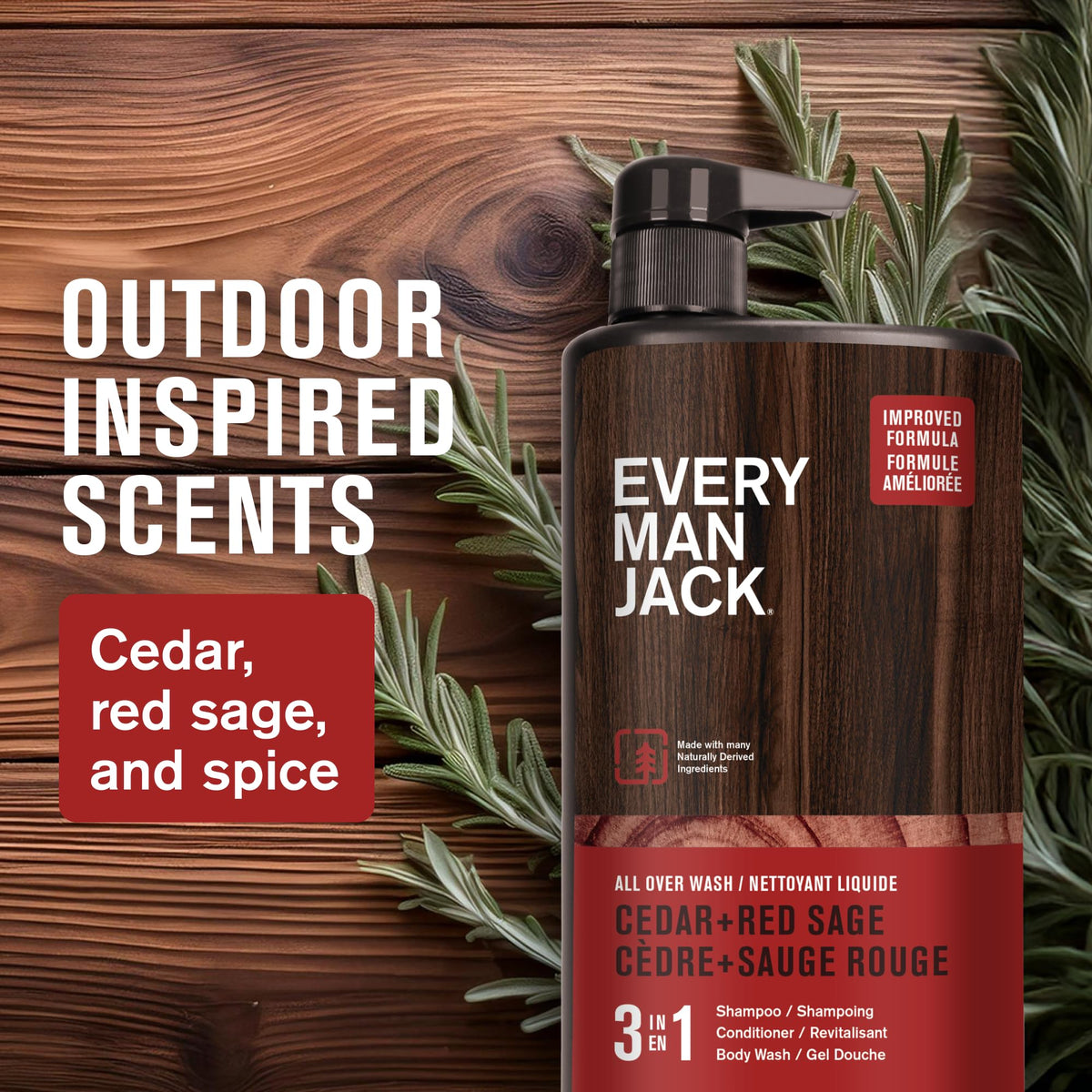 Every Man Jack 3-in-1 Body Wash Cedar Red Sage packaging