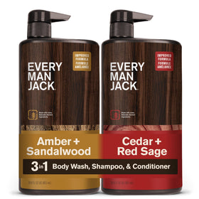 Every Man Jack 3-in-1 Body Wash front view, Sandalwood & Cedar scent