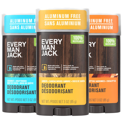 Every Man Jack Aluminum Free Deodorant 3-pack Coconut Citrus Amber