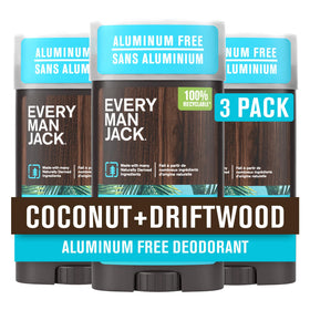 Every Man Jack Aluminum Free Deodorant 3-Pack Coconut Driftwood front view