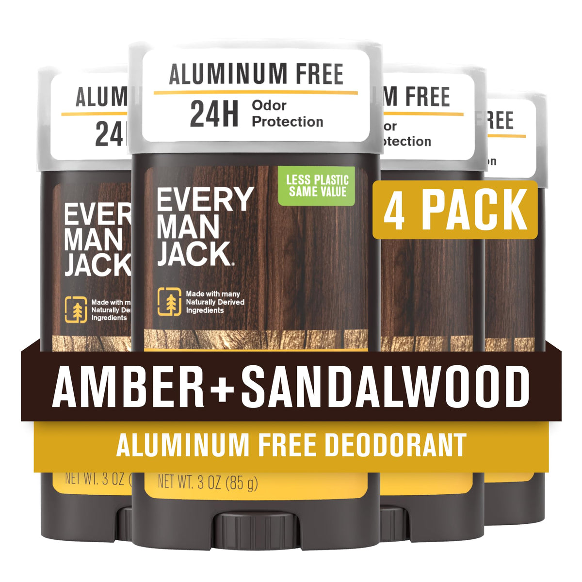 Every Man Jack Aluminum Free Deodorant Amber Sandalwood front view