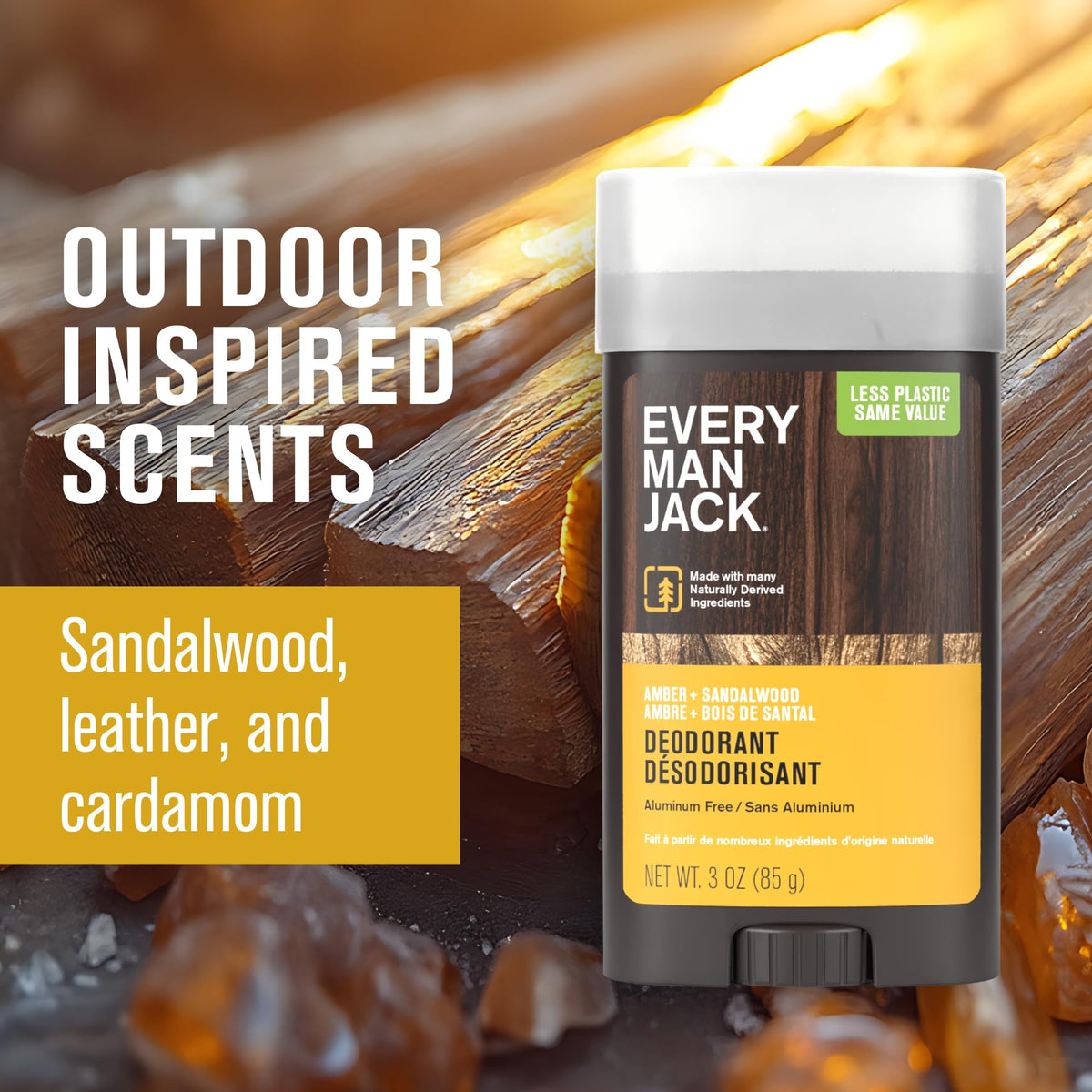 Every Man Jack Aluminum Free Deodorant Amber Sandalwood top view