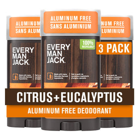 Every Man Jack Aluminum Free Deodorant Citrus Eucalyptus 3-pack front view