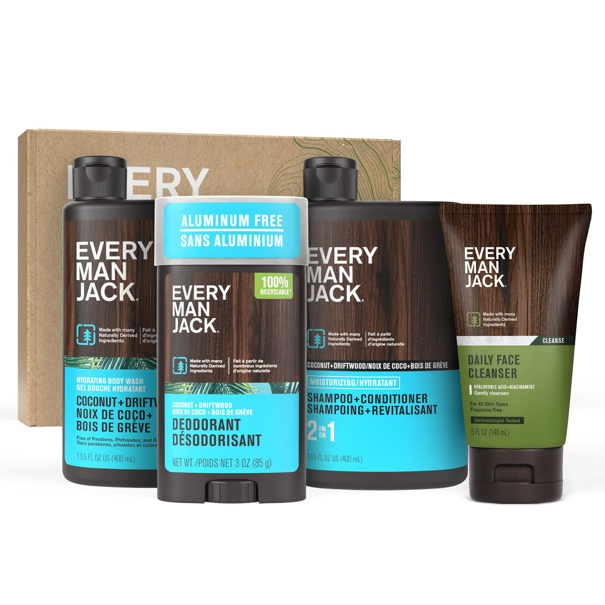 Every Man Jack Bath and Body Shower Gift Set packaging front view