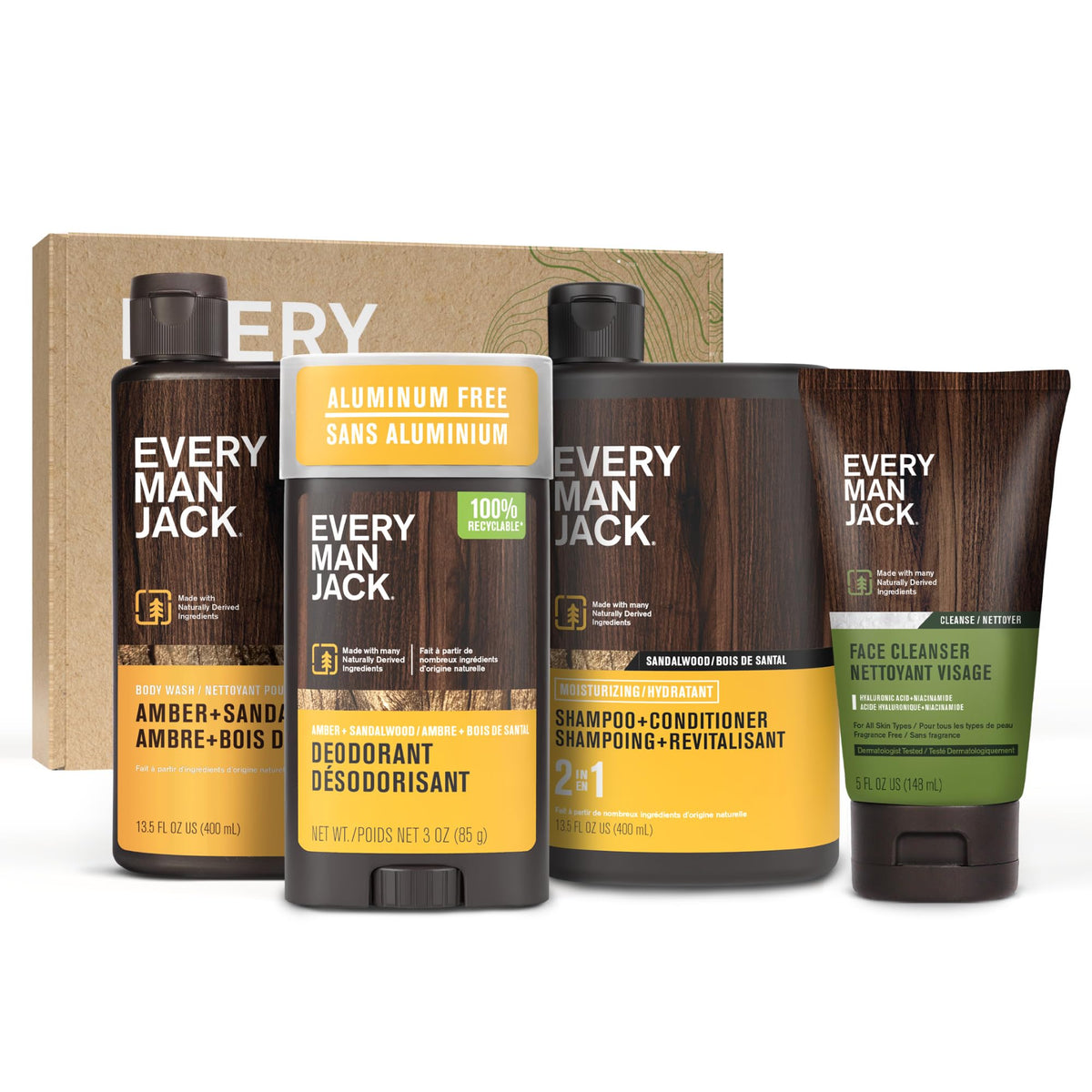 Every Man Jack Bath and Body Shower Gift Set packaging front view
