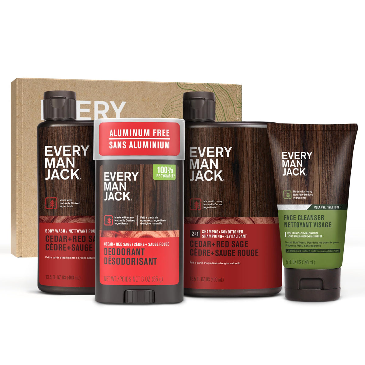 Every Man Jack Bath and Body Shower Gift Set packaging front view