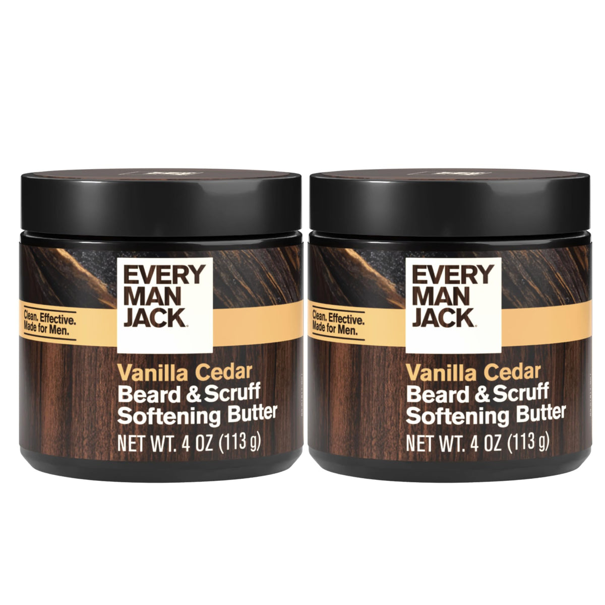 Every Man Jack Beard Butter 2pk Vanilla Cedar front view
