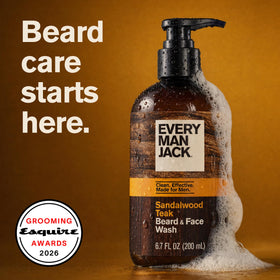 Every Man Jack Beard + Face Wash back view, 6.7 fl. oz