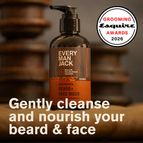 Every Man Jack Beard + Face Wash for Men, Aged Bourbon back view