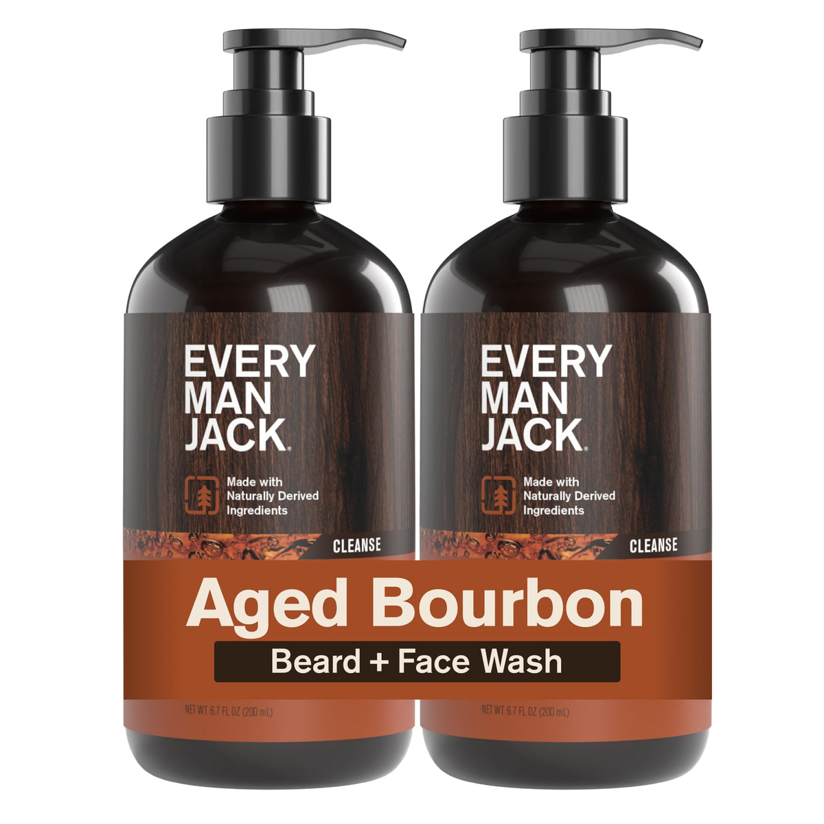 Every Man Jack Beard + Face Wash for Men, Aged Bourbon front view