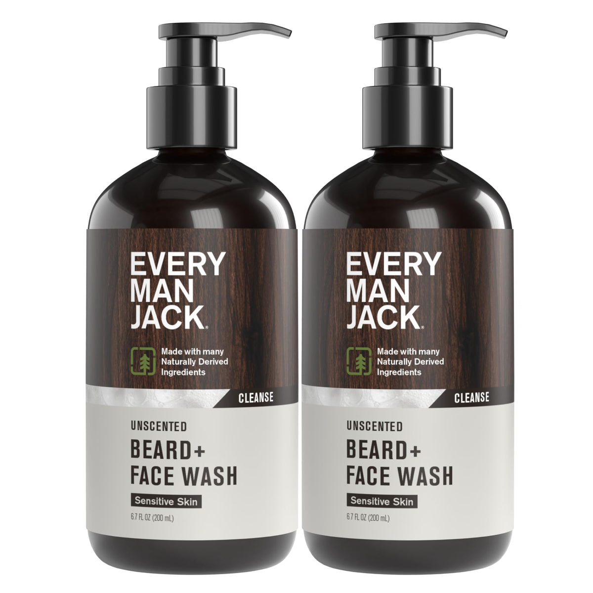 Every Man Jack Beard + Face Wash for Men, Unscented, 6.7 fl. oz front view