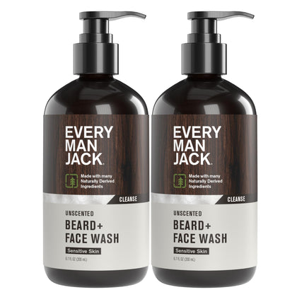 Every Man Jack Beard + Face Wash for Men, Unscented, 6.7 fl. oz front view