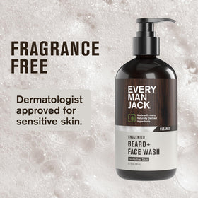 Every Man Jack Beard + Face Wash for Men, Unscented with ingredients list