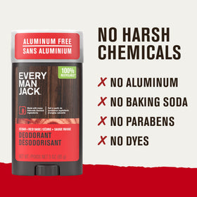 Every Man Jack Cedar Red Sage deodorant next to outdoor scenery
