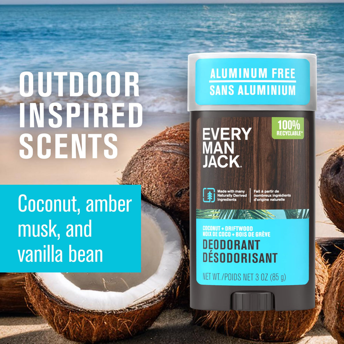 Every Man Jack Coconut Driftwood Deodorant side view