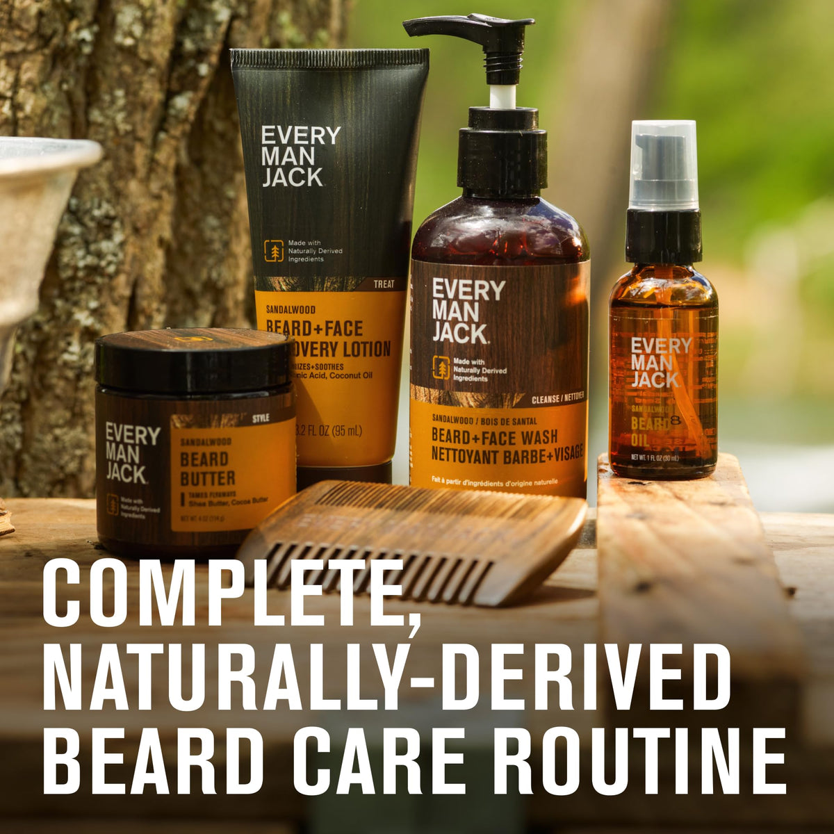 Every Man Jack Complete Beard Care Kit items arranged neatly