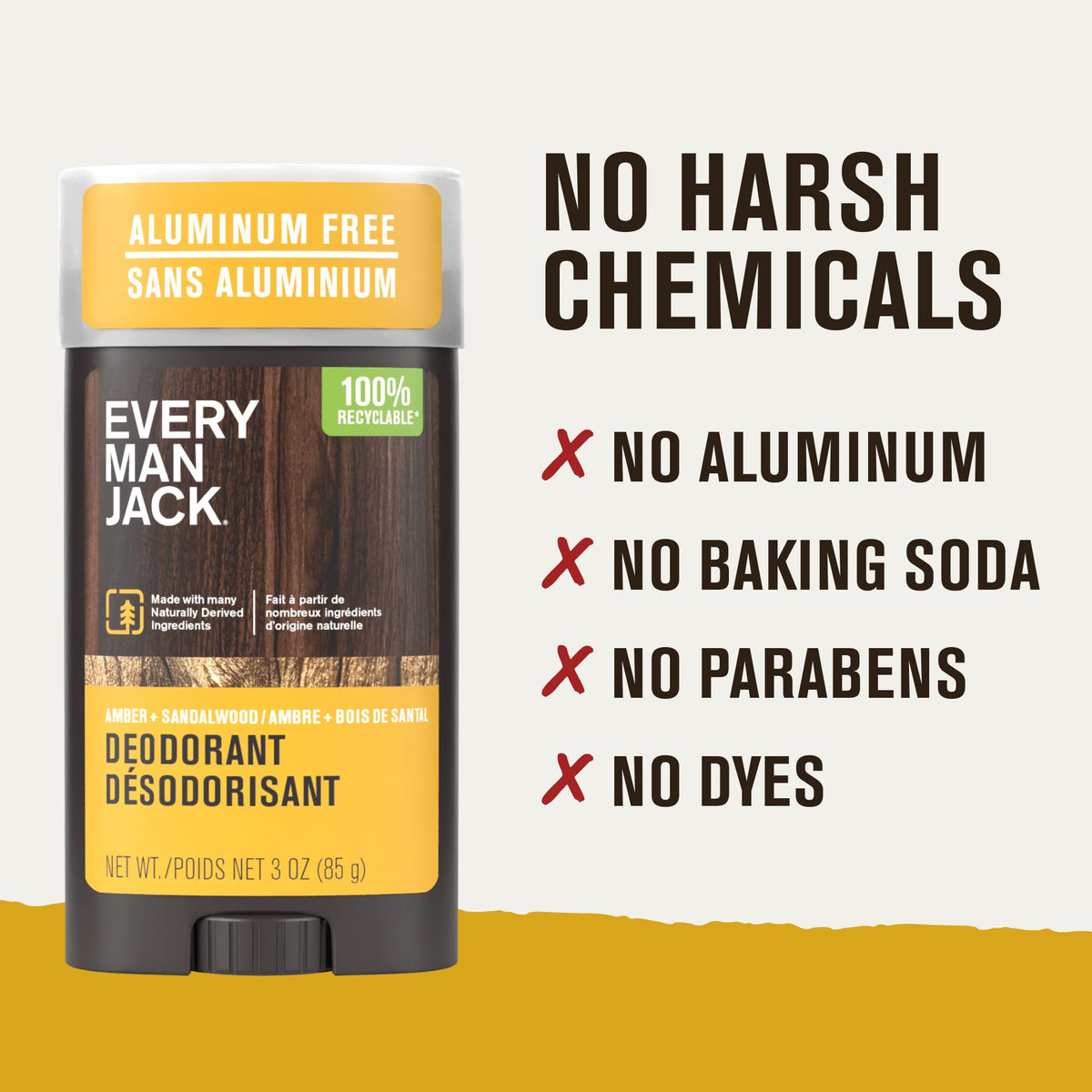 Every Man Jack deodorant displaying warm woodsy scent