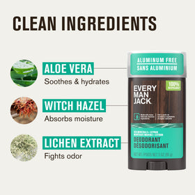 Every Man Jack deodorant Sea Minerals Citron application on skin