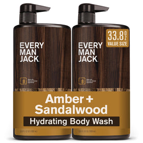 Every Man Jack Hydrating Amber Sandalwood Body Wash 2-pack front view