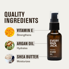 Every Man Jack Hydrating Beard Oil 1oz unscented application on beard