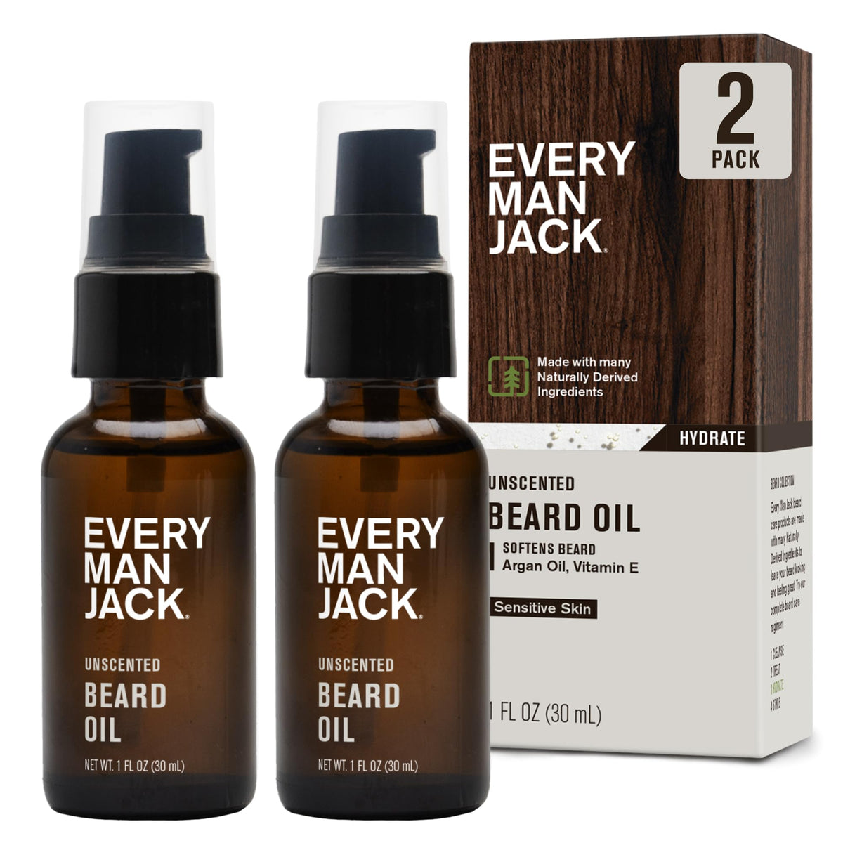 Every Man Jack Hydrating Beard Oil 1oz unscented front view
