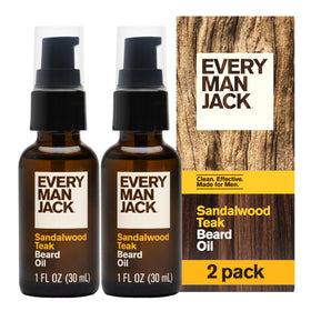 Every Man Jack Hydrating Beard Oil 2pk front view, Sandalwood Teak