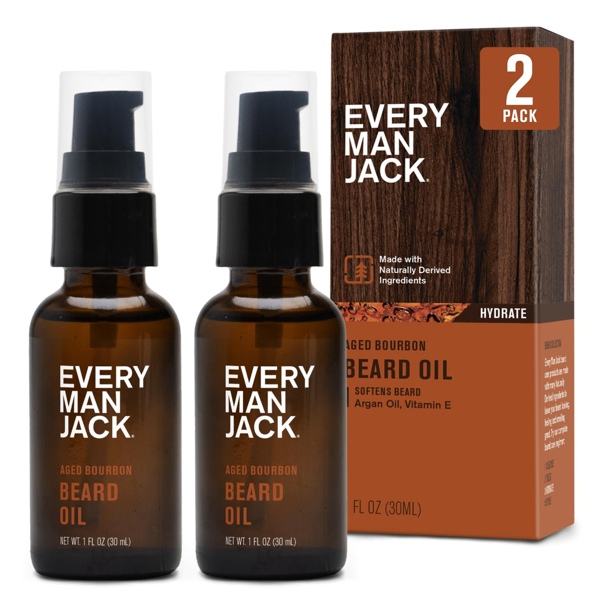 Every Man Jack Hydrating Beard Oil Aged Bourbon 1oz front view