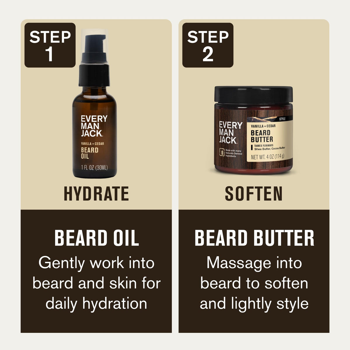 Every Man Jack Hydrating Beard Oil & Butter Vanilla Cedar texture on hand