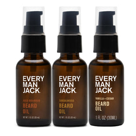 Every Man Jack Hydrating Beard Oil Gift Set packaging with three bottles