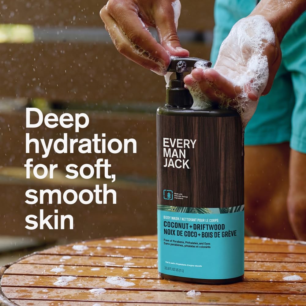 Every Man Jack Hydrating Body Wash Coconut Driftwood texture