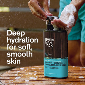Every Man Jack Hydrating Body Wash Coconut Driftwood texture