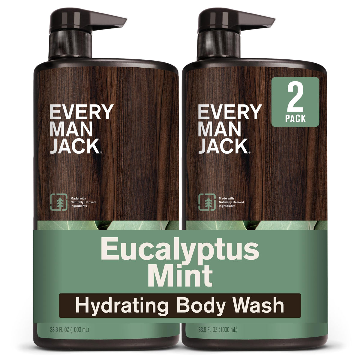 Every Man Jack Hydrating Body Wash Eucalyptus Mint 2pk front view