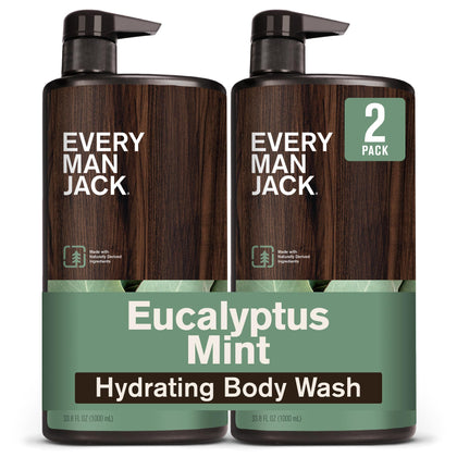 Every Man Jack Hydrating Body Wash Eucalyptus Mint 2pk front view