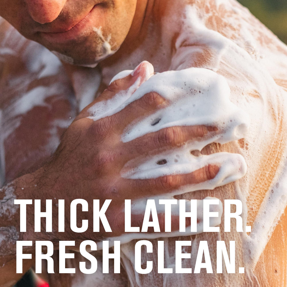 Every Man Jack Hydrating Body Wash Eucalyptus Mint lather in hand