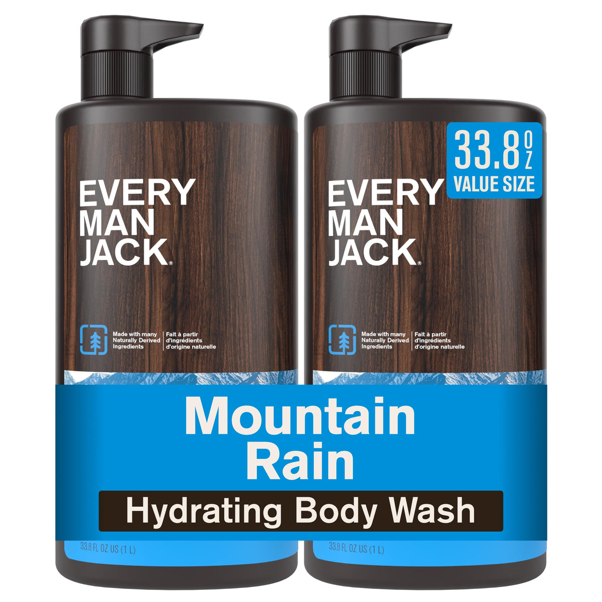 Every Man Jack Hydrating Body Wash for Men Mountain Rain 2-pack front view