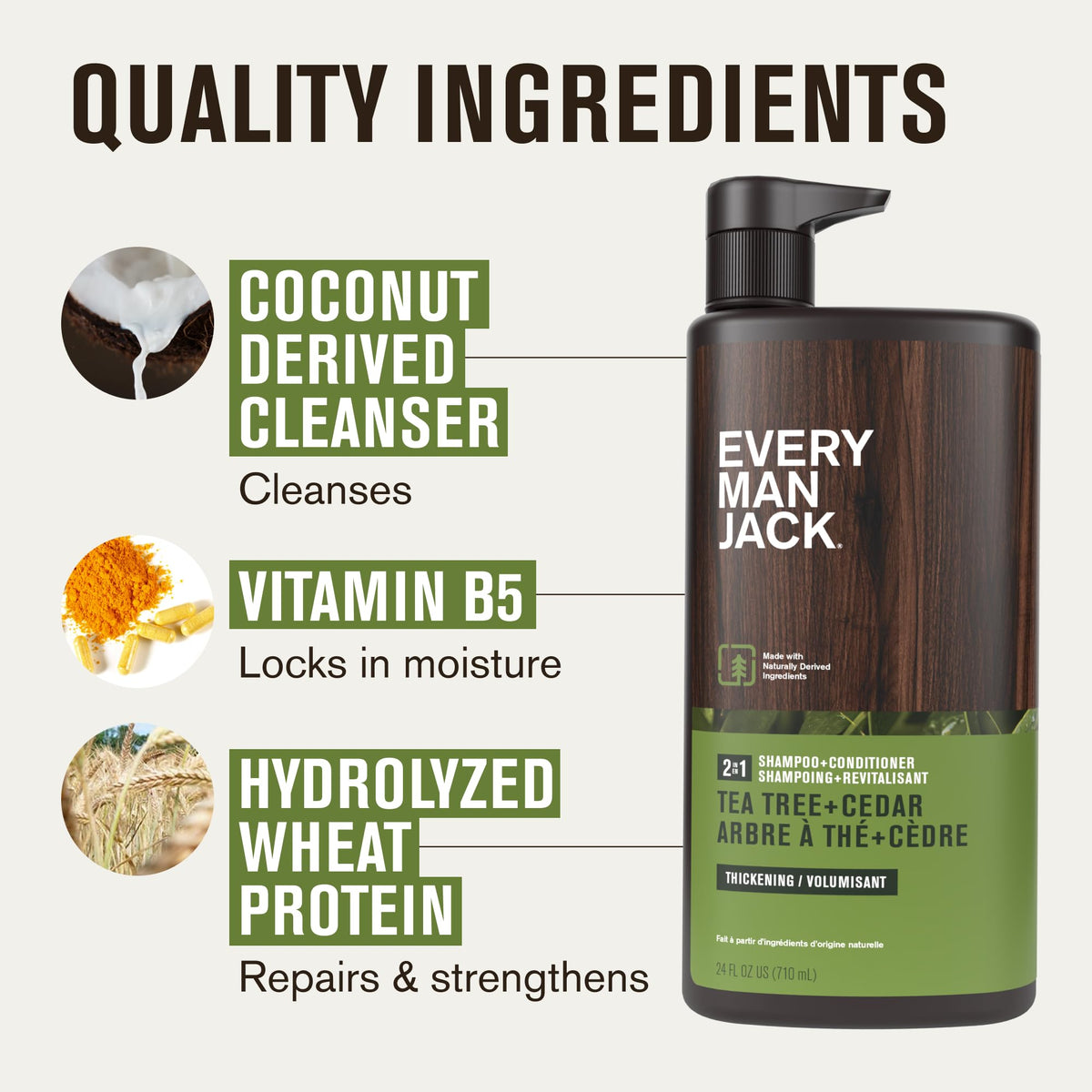 Every Man Jack Men's Tea Tree 2-in-1 Shampoo & Conditioner in a shower setting