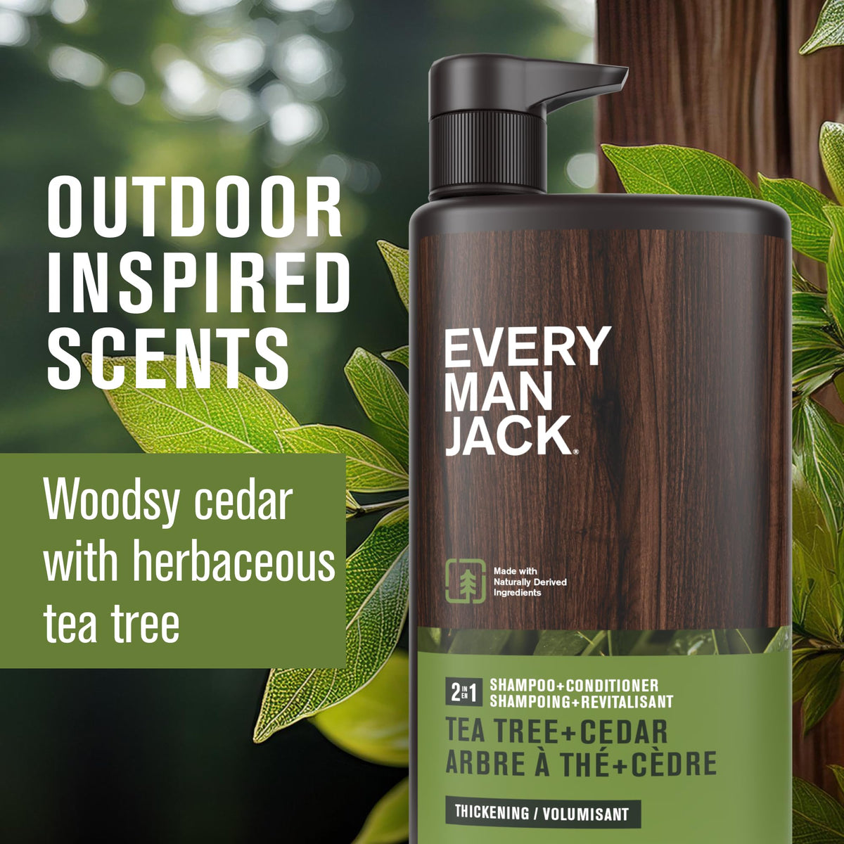 Every Man Jack Men's Tea Tree 2-in-1 Shampoo & Conditioner side view
