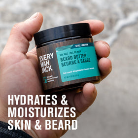Every Man Jack Softening Scruff & Beard Butter 2pk application on a beard