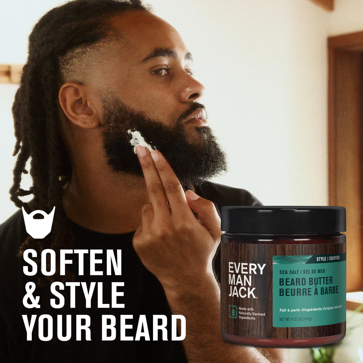 Every Man Jack Softening Scruff & Beard Butter 2pk with cocoa butter and coconut oil ingredients