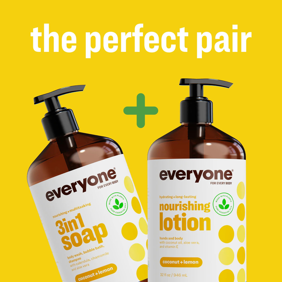 everyone 2-in-1 Lotion Coconut and Lemon being applied to skin