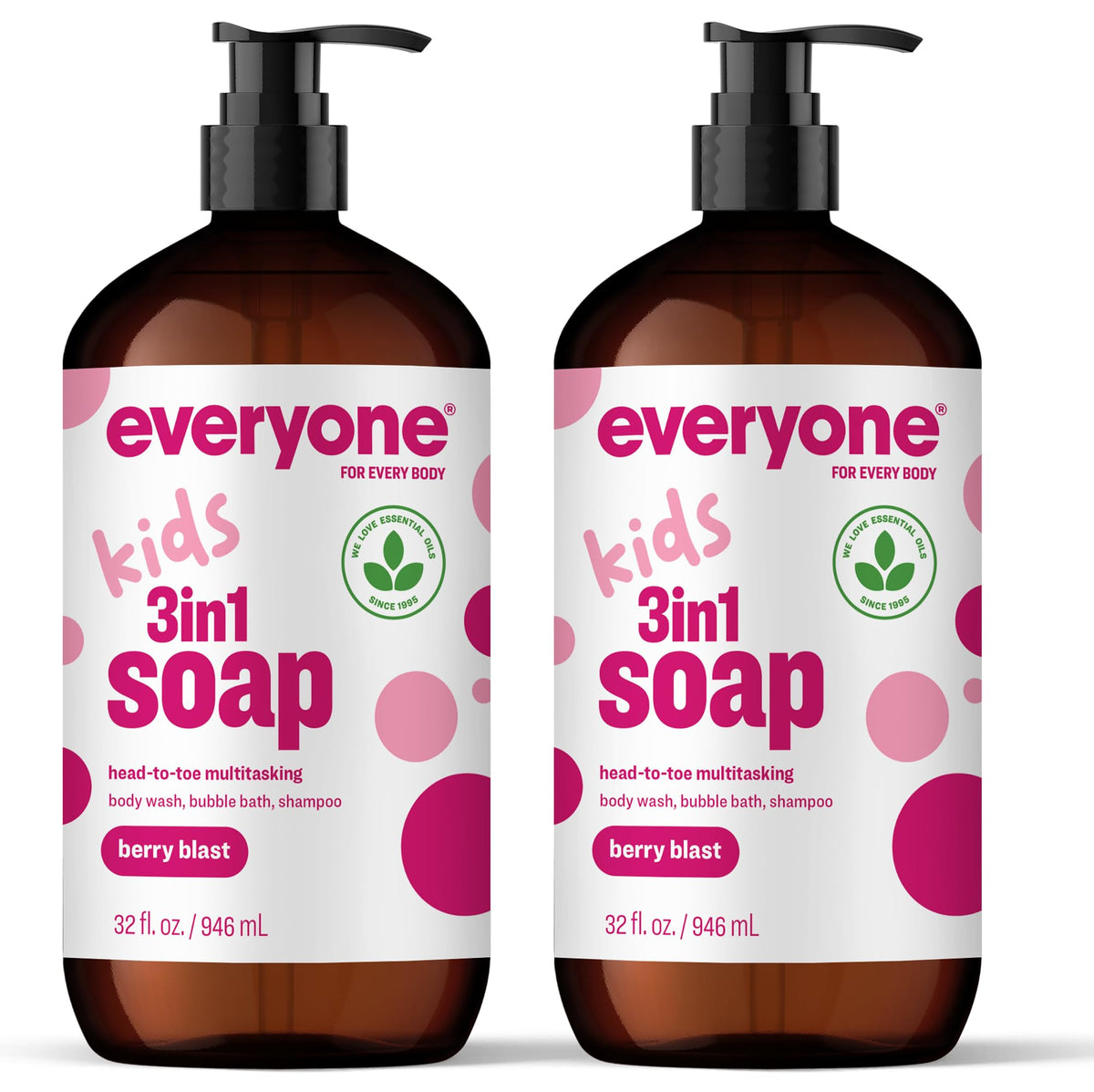 everyone 3-in-1 Kids Body Wash, Bubble Bath & Shampoo Berry front view