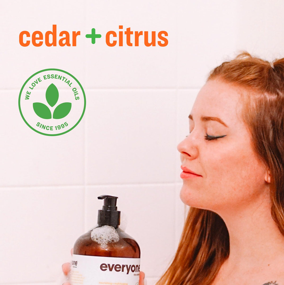 Everyone 3-in-1 Soap Cedar and Citrus in a bathroom setting