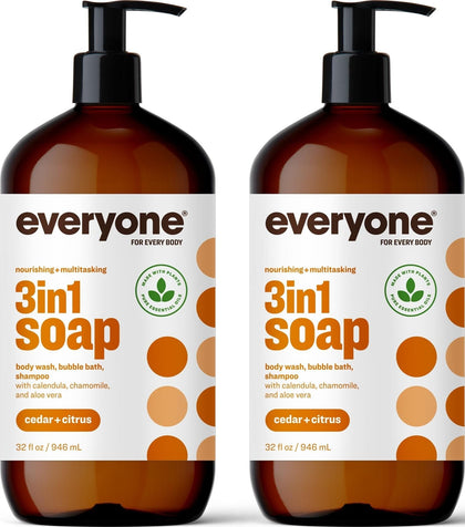 Everyone 3-in-1 Soap Cedar and Citrus two 32 oz bottles front view