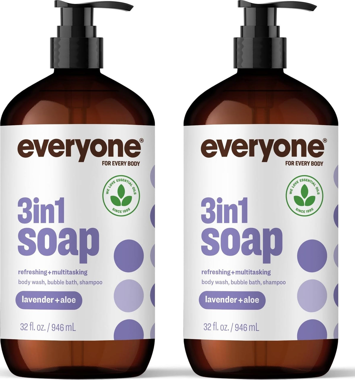 Everyone 3-in-1 Soap Lavender Aloe 32oz bottles front view
