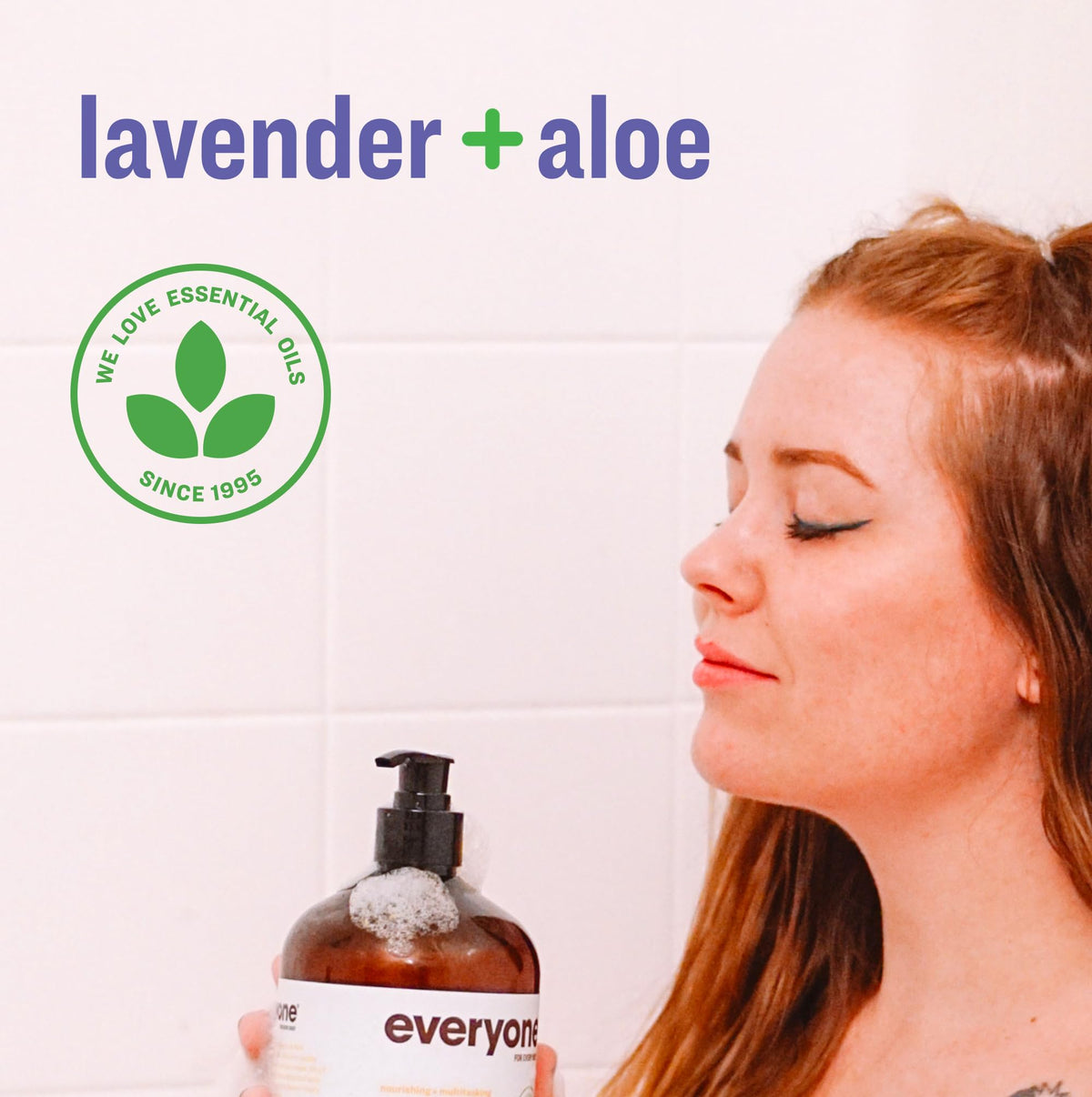 Everyone 3-in-1 Soap Lavender Aloe 32oz bottles with bubbles