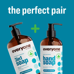 everyone 3-in-1 Soap Pacific Eucalyptus in a bathroom setting