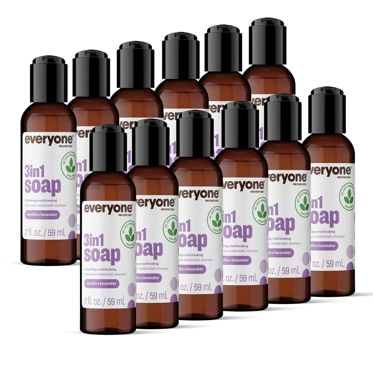 everyone 3-in-1 Soap Vanilla Lavender 2 oz bottle front view