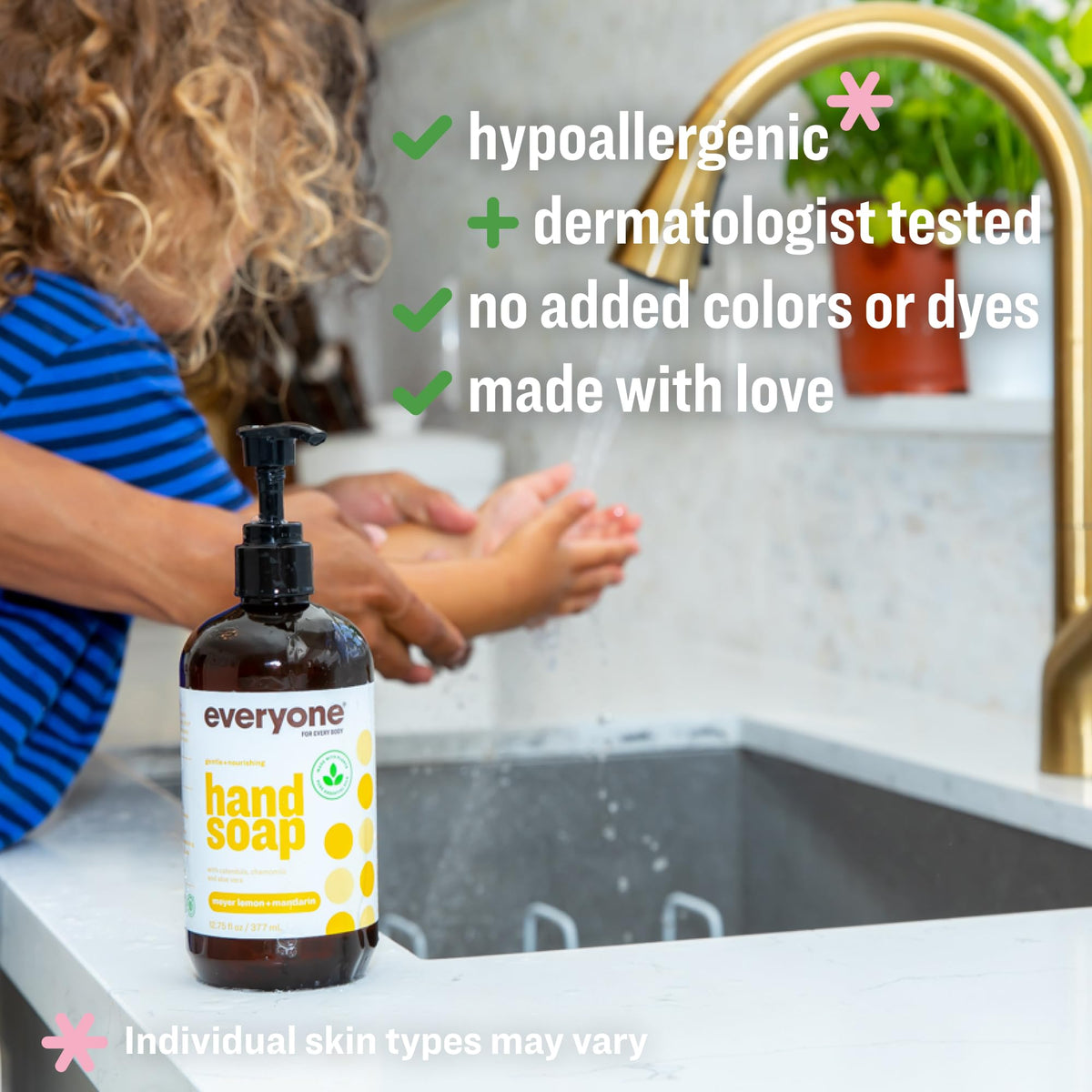 everyone Liquid Hand Soap bottle with bright label and essential oils