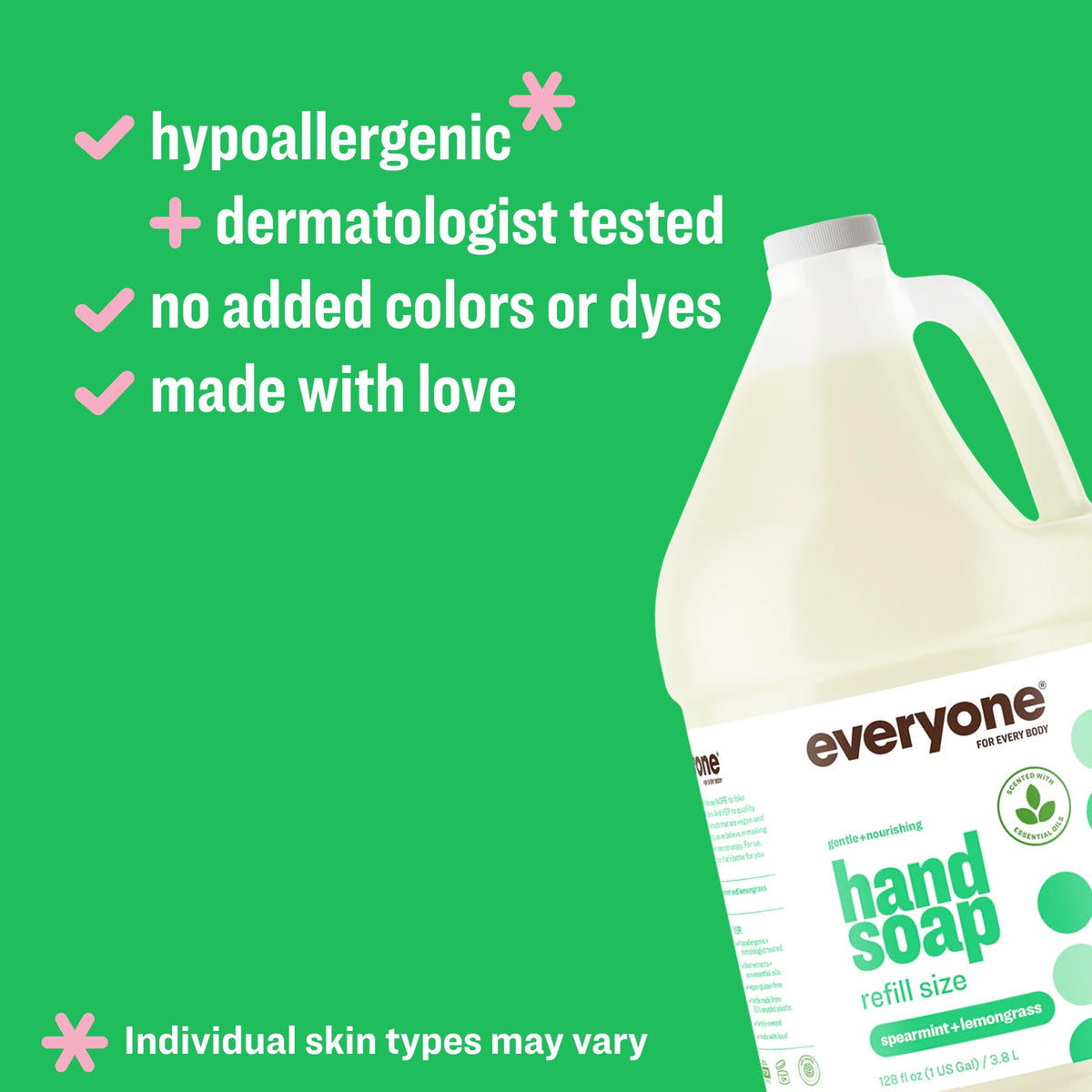 everyone Liquid Hand Soap Refill 1 Gallon Spearmint and Lemongrass back view
